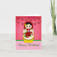 Matryoshka Babushka Doll Damask Birthday