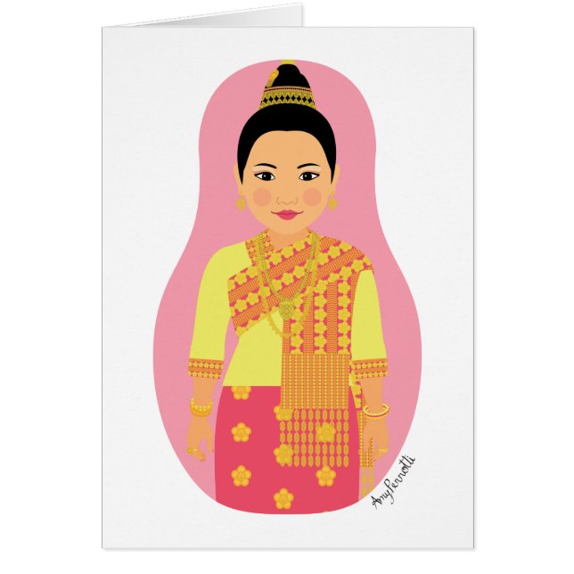 Carte Matryoshka laotienne (rose) (Devant)