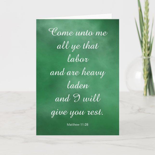 Carte Matthieu 11:28 Verset biblique pour le confort et  (Devant)