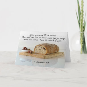 Carte Matthieu 4:4 L'homme ne vivra pas seul sur le pain