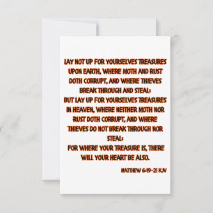Carte Matthieu 6:19-21 KJV Bible Scripture Salutation