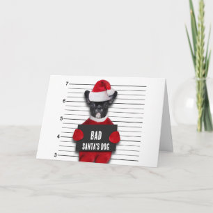 Carte Mauvais chien du Père Noël Mugshot Noël drôle