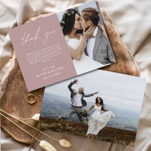 Carte Mauve Mariage photo minimaliste Merci