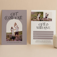 Mauve Typographie Photographie Certificat cadeau