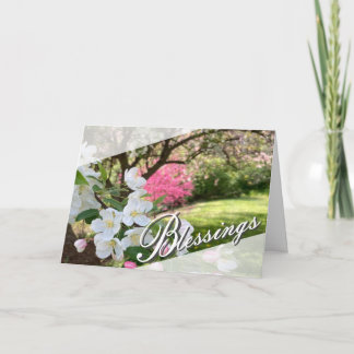 Carte May Flowers Pink Blessings Greeting Card