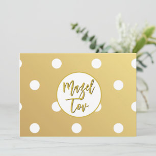 Carte Mazel Tov, points polka blancs or, Art moder