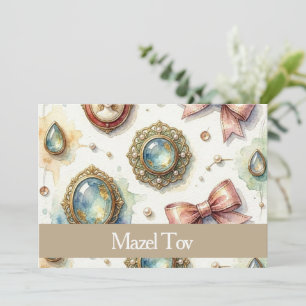 Carte Mazel Tov pour mariage, épingles de bijoux v