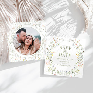 Carte Meadow Fleur sauvage Enregistrer La Date Photo Inv