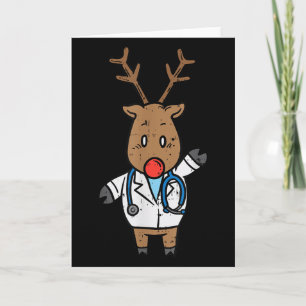 Carte Médecin infirmière renne stéthoscope médical Noël