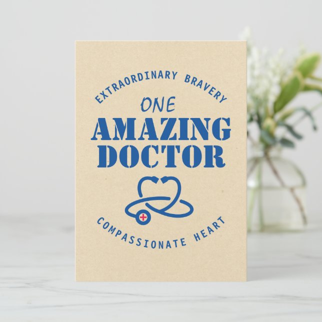 Carte Médecin Merci Bravoure extraordinaire Compassibili (Debout devant)