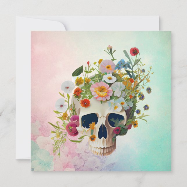 Carte médecin vintage anatomie crâne fleuriste (Devant)