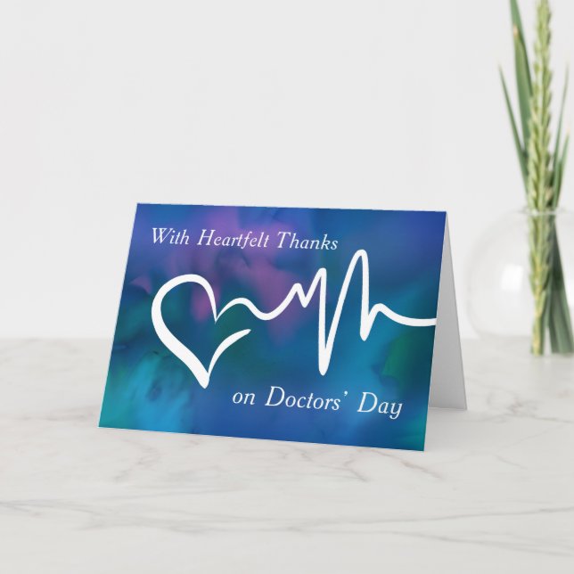 Carte Médecins de jour coeur Merci Bleu pourpre (Devant)