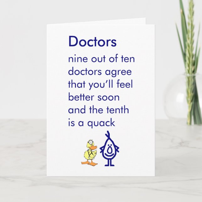Carte Médecins - un poème amusant va bien bientôt (Devant)