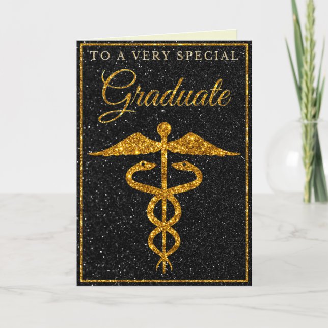 Carte Médicale de Parties scintillant d'or pour di (Devant)