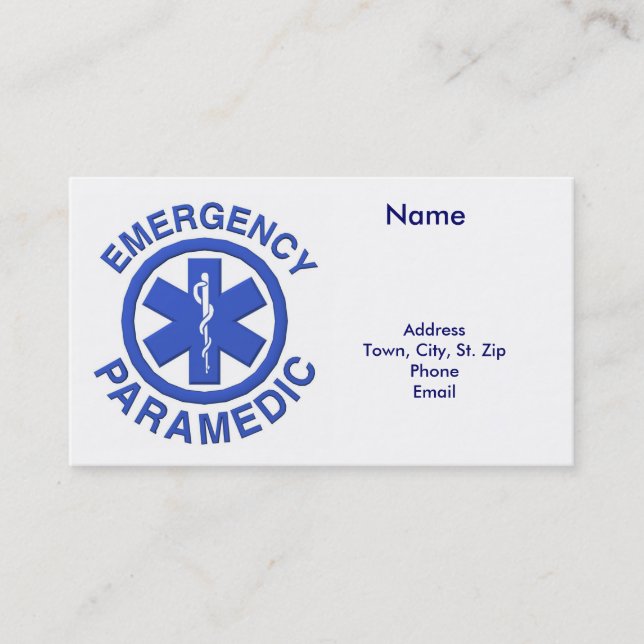Carte Médicale d'infirmier d'affaires ou carte (Devant)