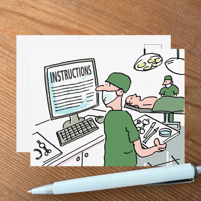Carte médicale drôle - Le chirurgien vérifie les i (Créateur téléchargé)
