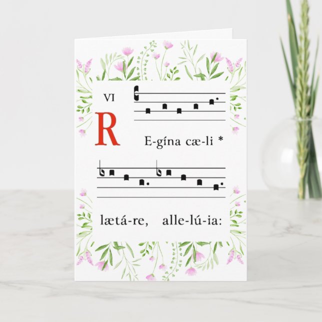 Carte Médiéval Grégorien Chant Floral Religieux Pâques C (Devant)