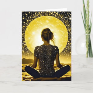 Carte Méditation féminine sous la lune céleste
