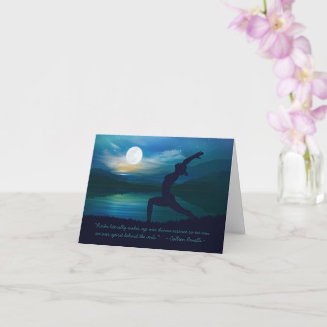 Carte Méditation Yoga Professeur Lune Salutation Pose Ci (Orchidée)