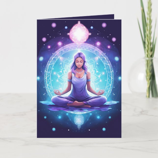Carte Méditer des cristaux de yoga Amethyst Lotus Annive (Devant)