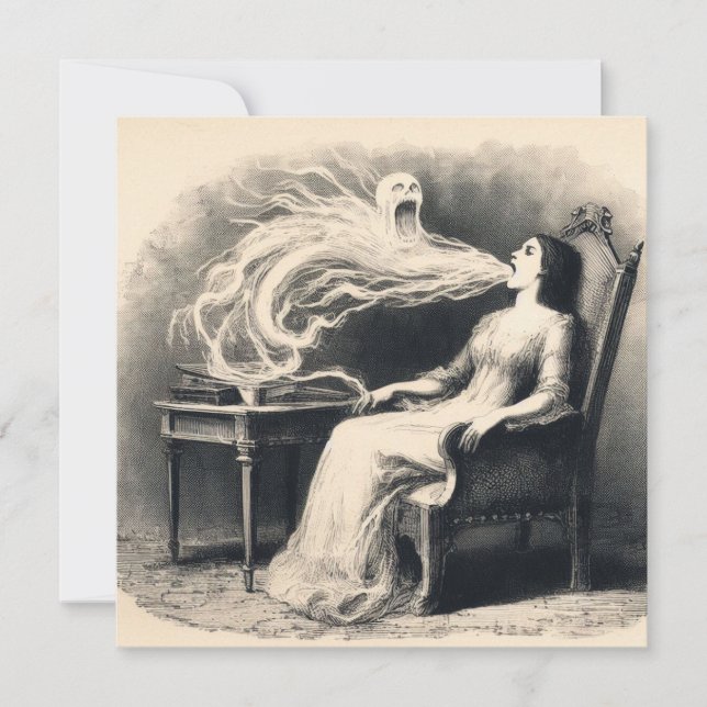 Carte Médium exsudant l'ectoplasme spirite fantomatique (Devant)