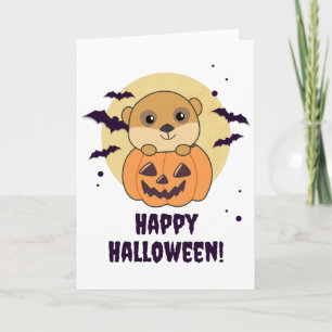 Carte Meerkat En Citrouille Mets Animaux Joyeux Hallowee