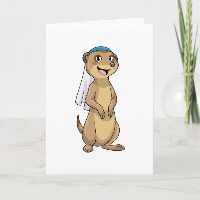 Carte Meerkat épouse avec Voile (Devant)
