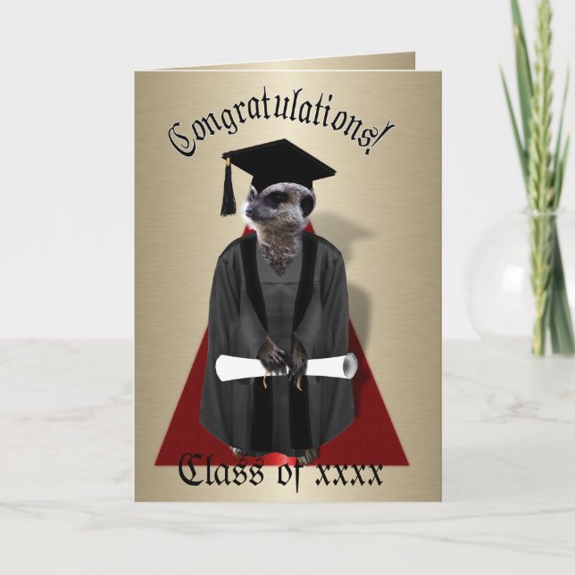 Carte Meerkat Graduate avec gris et noir (Devant)