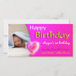 Carte Megan Adoirable Heart Anniversaire Photo Invitatio