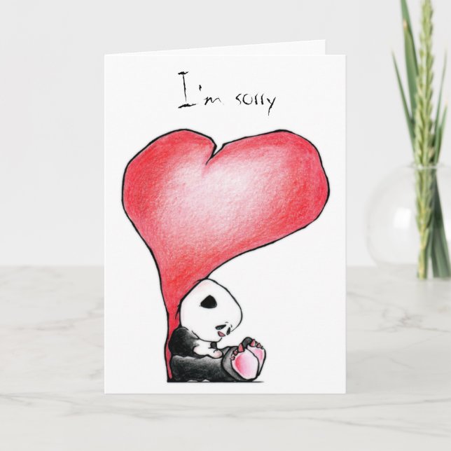Carte Megg : Un panda mignon - coeur, je suis désolé, (Devant)