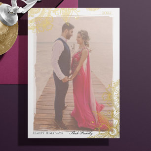 Carte Mehndi Photo Holiday Gold Foil