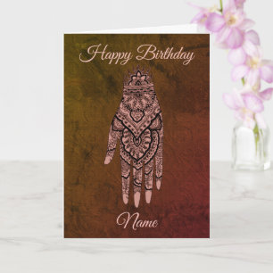 Carte Mehndi tatouage à la main Art personnalisé Anniver