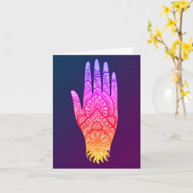 Carte Mehndi Tattoo Art Rainbow Design (Fleur jaune)