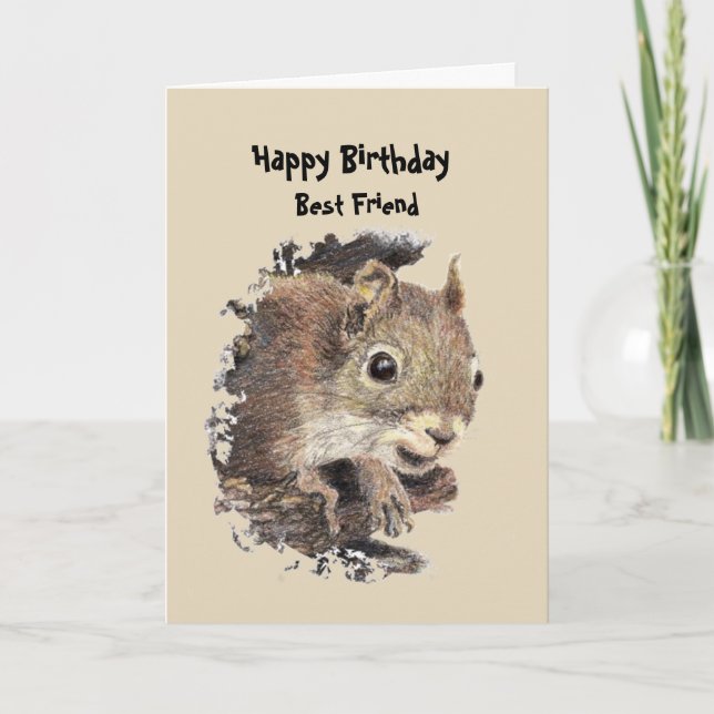 Carte Meilleur Ami Anniversaire Amusant avec écureuil (Devant)
