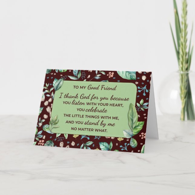 Carte Meilleur Ami Anniversaire Christian Gratitude Humo (Devant)