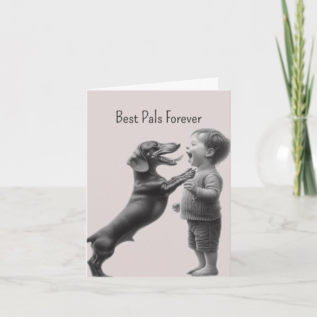 Carte Meilleur ami du dachshund vintage (Devant)