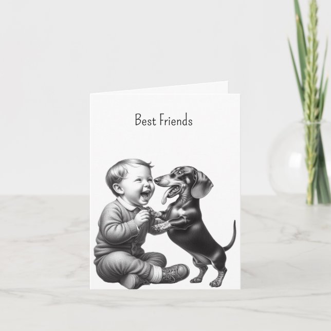 Carte Meilleur ami d'un dachshund vintage (Devant)