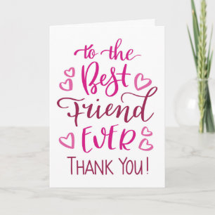Carte Meilleur Ami Jamais Typographie Merci en rose