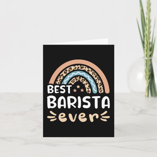 Carte Meilleur Barista jamais Leopard Rainbow Cadeau Mam (Devant)