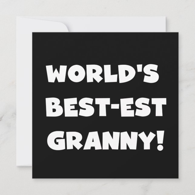 Carte Meilleur cadeau Granny White Text Tshirts du monde (Devant)