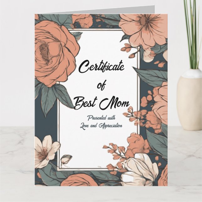 Carte Meilleur certificat de maman pour la fête des mère (Devant)