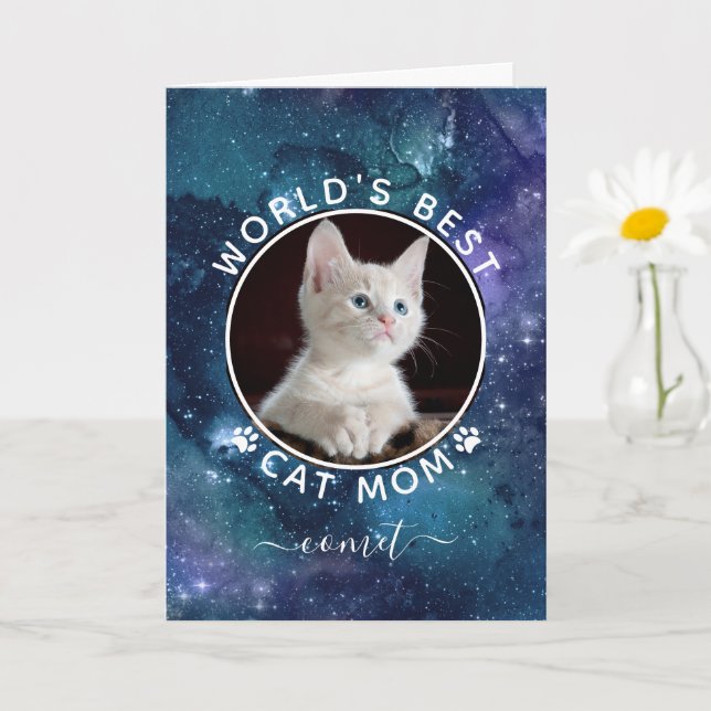 Carte Meilleur Chat au monde Maman Espace Photo personna (Petite plante)