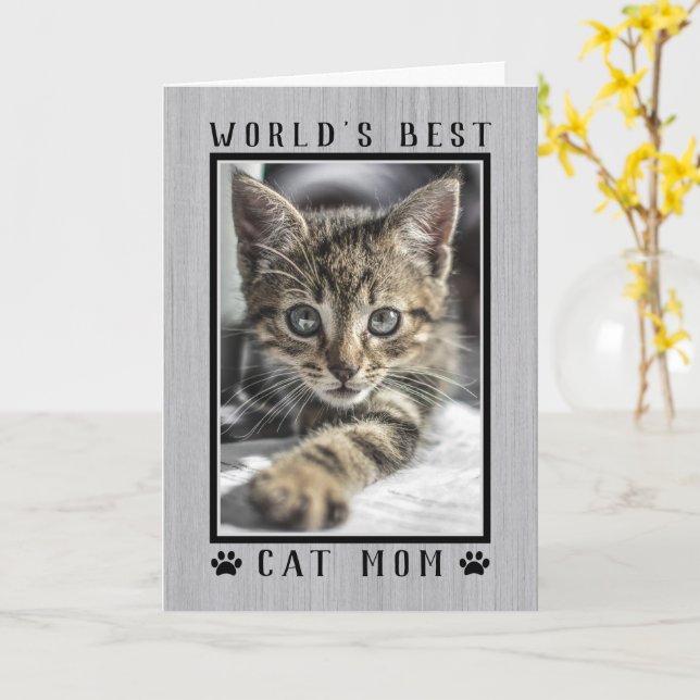 Carte Meilleur Chat au monde Maman Rustique Fête des Mèr (Fleur jaune)