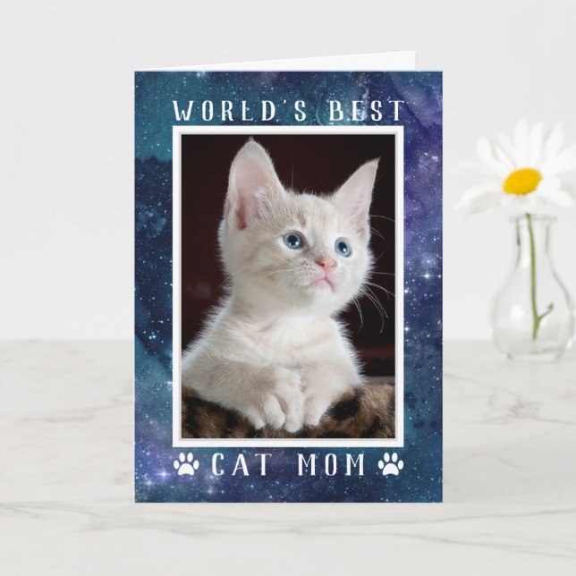 Carte Meilleur chat maman Photo Espace Fête des Mères (Petite plante)