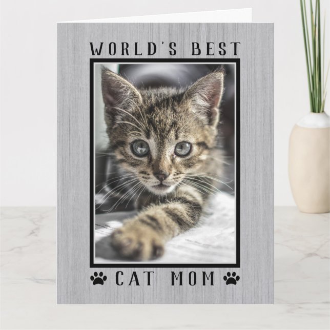 Carte Meilleur Chat Mondial Maman Photo Rustique Joyeux  (Devant)