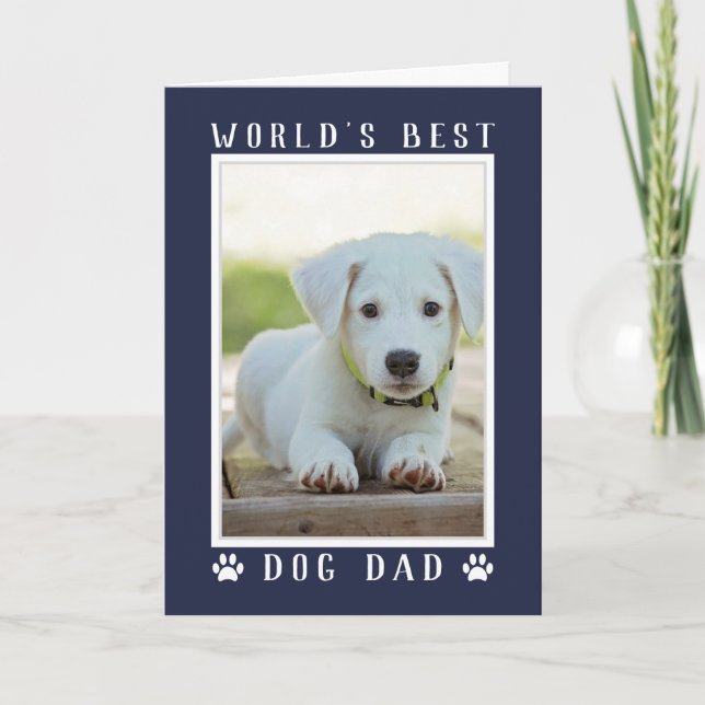 Carte Meilleur Chien Papa Photo Fête des pères bleue de  (Devant)