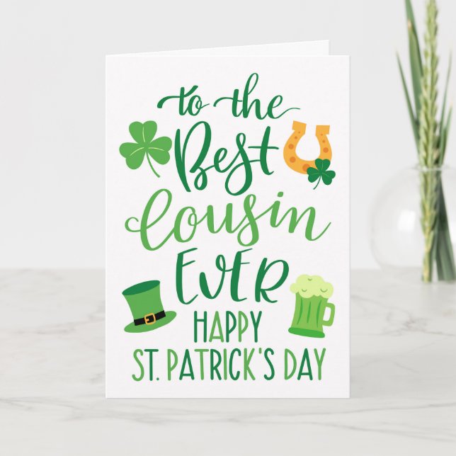 Carte Meilleur Cousin Ever St Patrick's Day Typographie (Devant)
