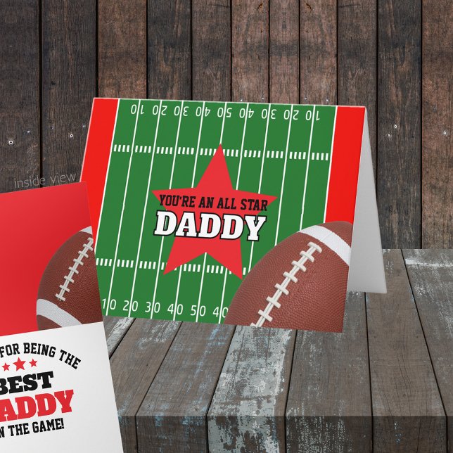 Carte Meilleur dans le jeu de football Cadeau personnali (All Star Best in the Game Folding Greeting Card for Dad, Grandpa, Coach or anyone!  Great for Father)