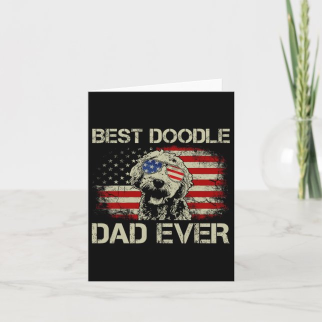 Carte Meilleur Doodle Papa Jamais Goldendoodle 4 juillet (Devant)