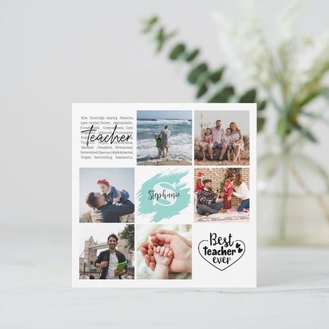 Carte Meilleur enseignant jamais personnalisé Collage ph (Debout devant)
